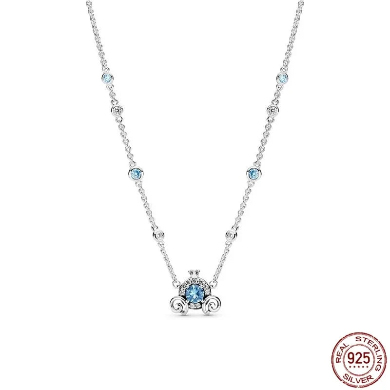 New 925 sterling silver classic dazzling heart-shaped multi circular pendant necklace fits design original charm beaded DIY gift