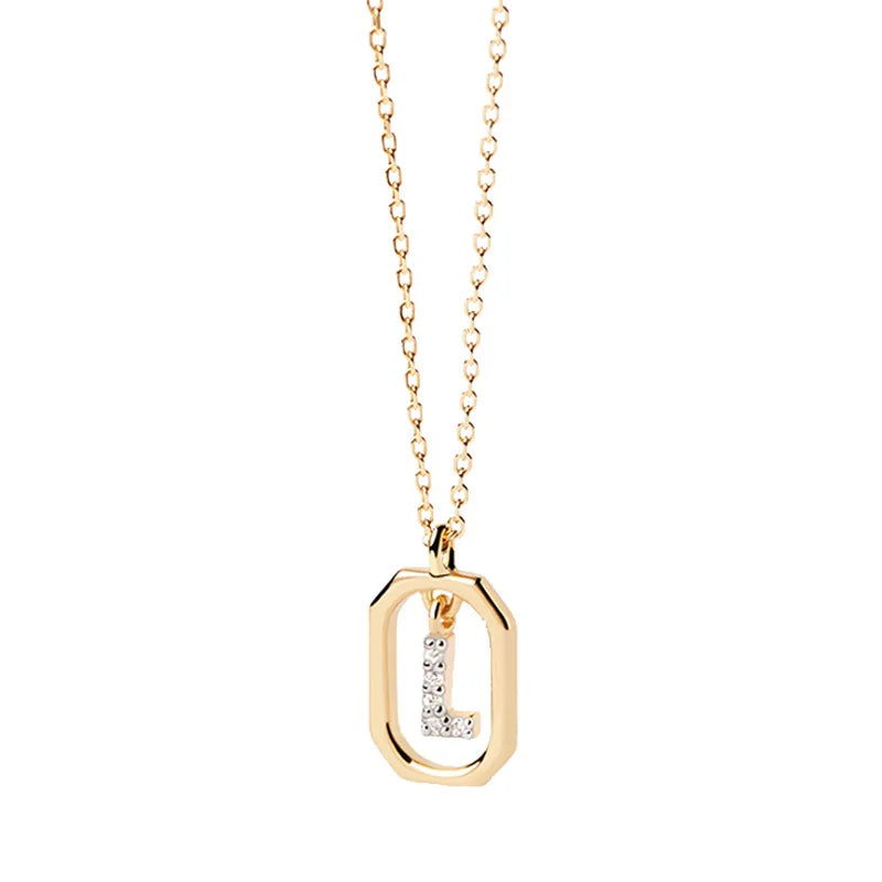 New 925 Sterling Silver Alphabet Necklace Initial Choker A-Z Letters Collarbone Chain Birthday Gift Women's Fashion Jewelry