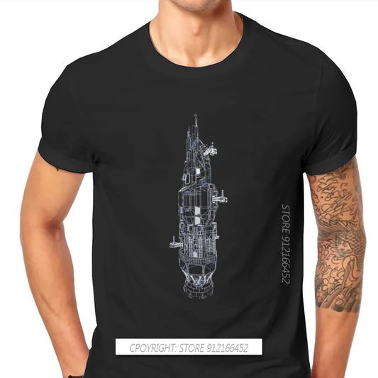 Rocinante Technical Blueprint TShirt The Expanse TV New Design Gift Idea T Shirt For Men CCCP Rocket Mars Graphic T-shirts