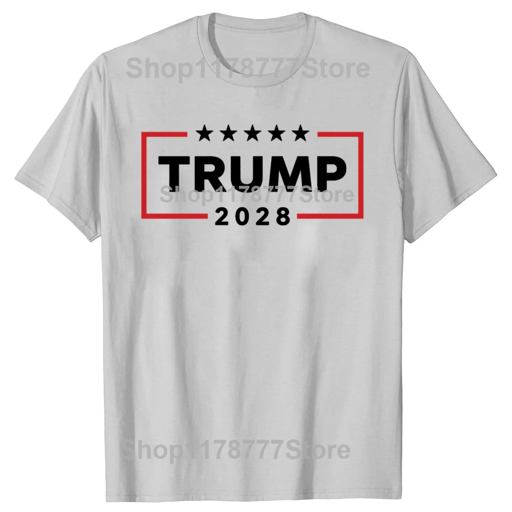 Donald Trump 2028 President American Flag Pro Trump Vintage T-Shirt Make America Great Tee Summer Men's Fashion Outfit