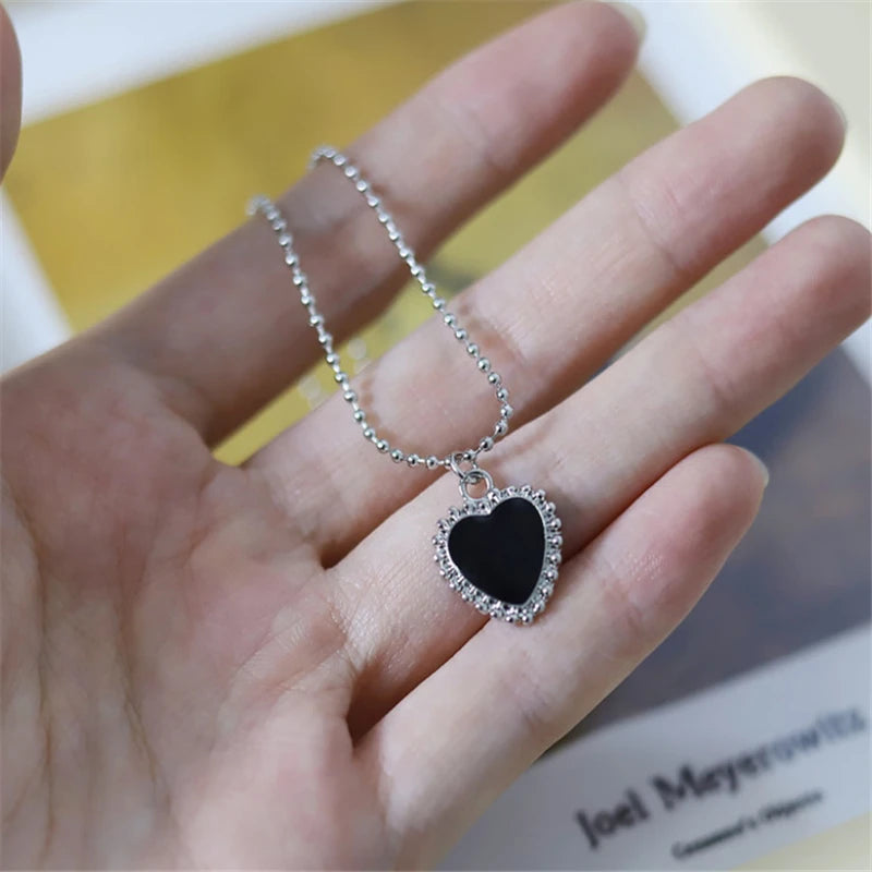 Korean Fashion Necklace for Women Heart Shaped Zircon Necklace Pendant Temperament Clavicle Chain Birthday Party Jewelry Gift