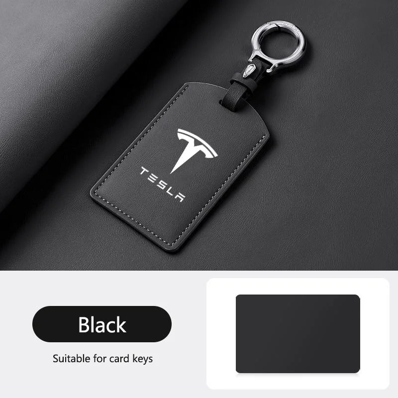 Leather Car Smart NFC Card Key Case Fob Cover Protector Shell For Tesla Model 3 Model S Model X Model Y Keychain Accessories