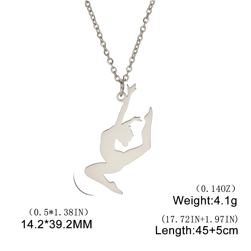 Rhythmic Gymnastics Necklace Women Trend 2025 Gymnast Stainless Steel Jewelry BFF Dancer Girl Sport Accessories Mother Day