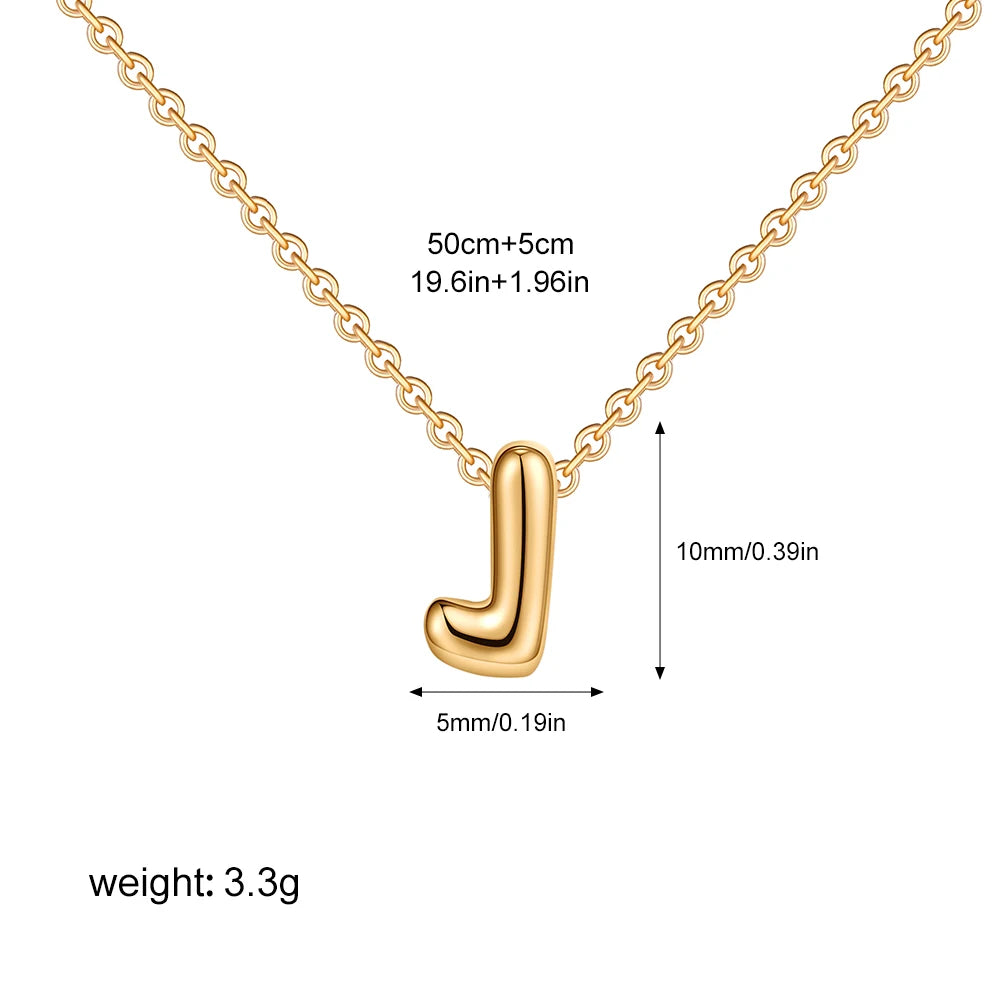 3D Bubble Initial A-Z Alphabet Mini Necklace for Women Girls Dainty Gold Plated Tiny Letter Stainless Steel Jewelry Bijoux Gift