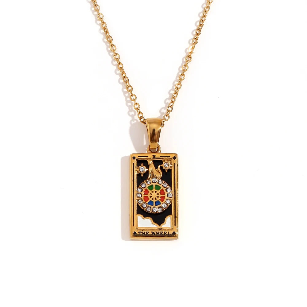 E.B.belle Original New Tarot Queen Lover Magician Moon Necklace Tarnish Free Stainless Steel Jewelry 18K Gold Plated Decoration