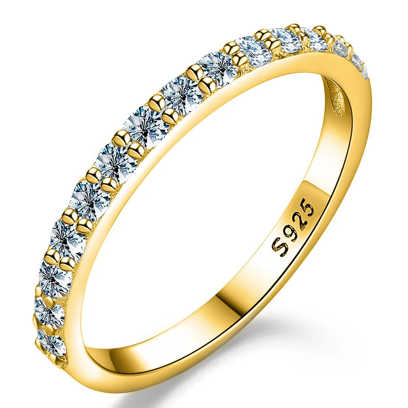 GRA Test Passed Moissanite Ring Matching Wedding Diamond Band for Women 925 Sterling Silver Female Crown Single Tail Ring Jewelr