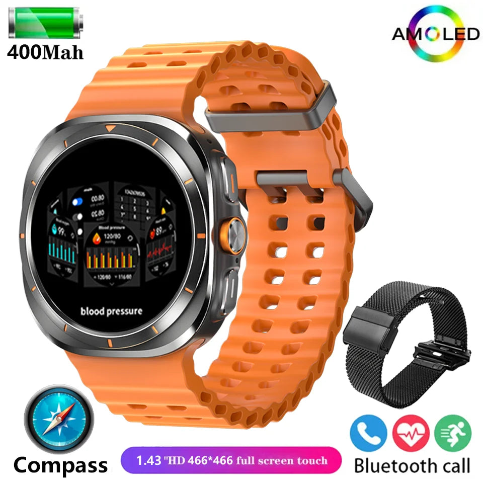 2024 New For Samsun Galaxy 7 AMOLED Smart Watch Men Blood Glucose Heart Rate Bluetooth Call NFC GPS Tracker Men Smart Watch