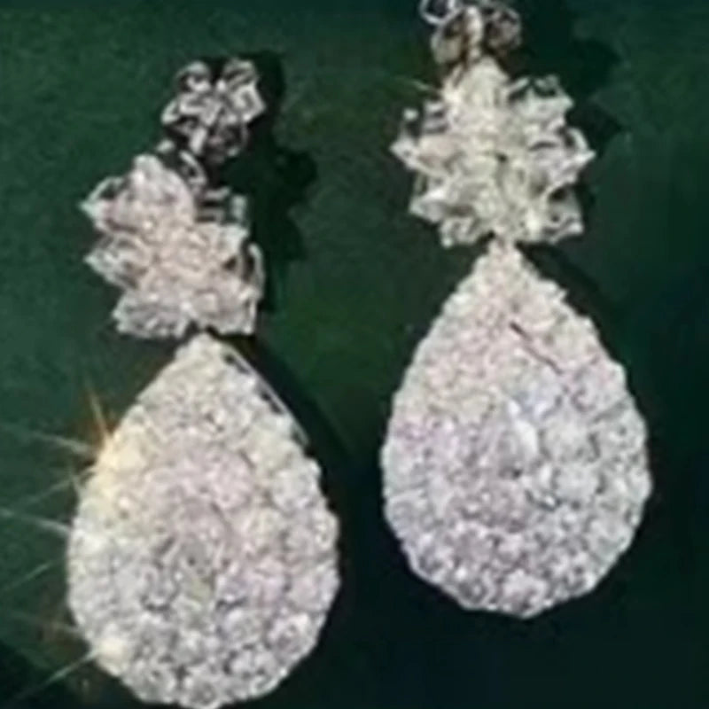 AEAW 14k Gold IGI Pear Cut Full Eternity DE Color VS-VVS Necklace & Earring total 30g Lab Grown Diamond Matching Setting