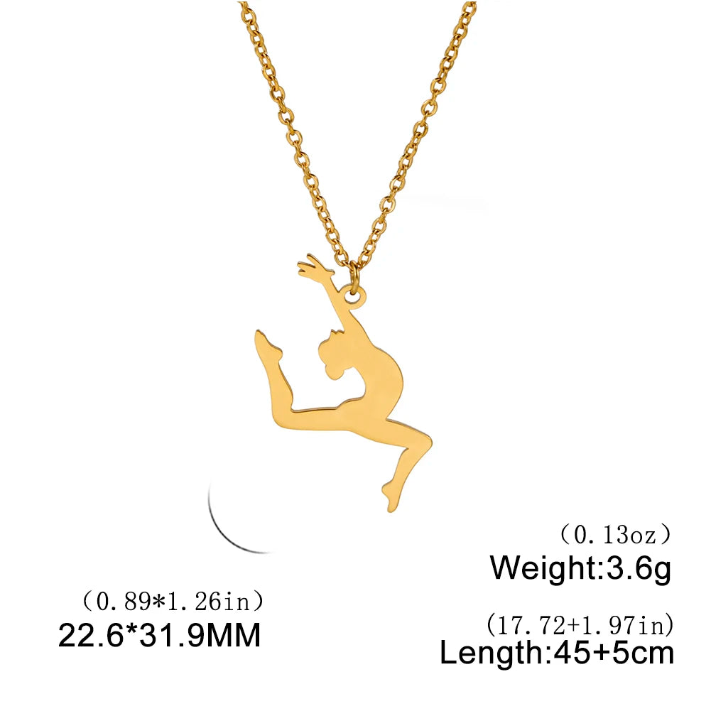 Rhythmic Gymnastics Necklace Women Trend 2025 Gymnast Stainless Steel Jewelry BFF Dancer Girl Sport Accessories Mother Day