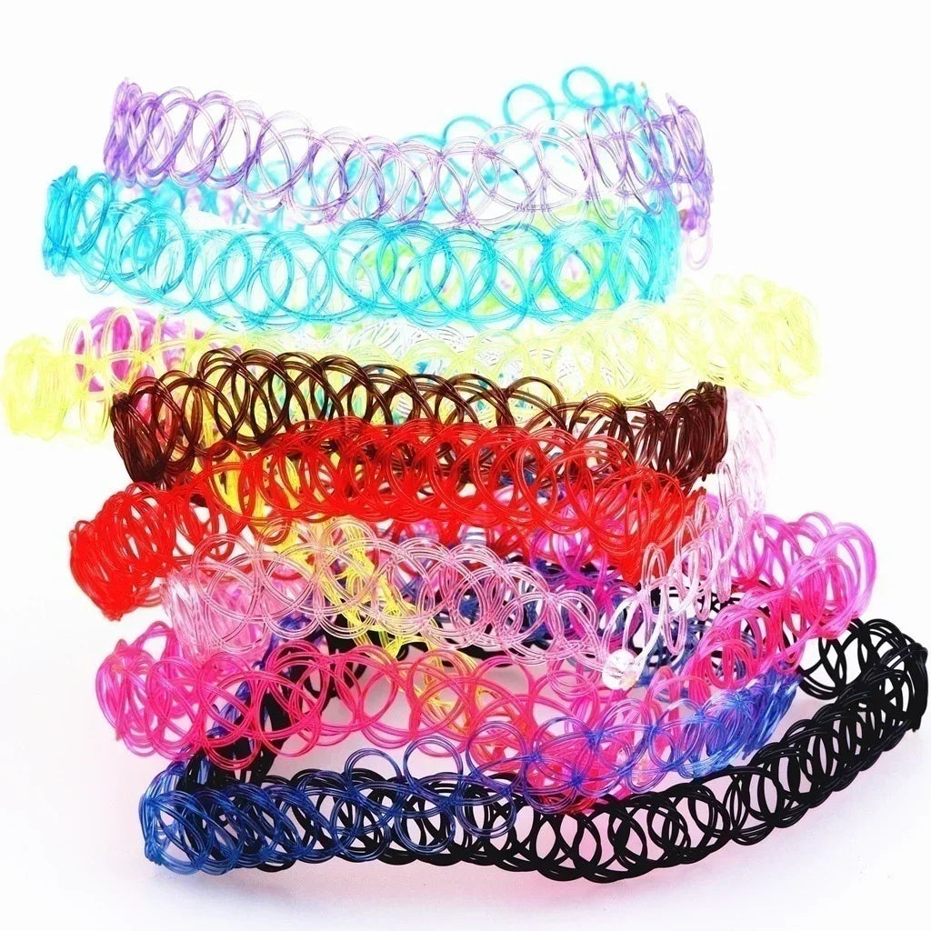 Delysia King 12 Pieces / Set Gothic Punk Elastic Hollow Chocker Women Jewelry Fishline Tattoo Stretch Vintage Necklace