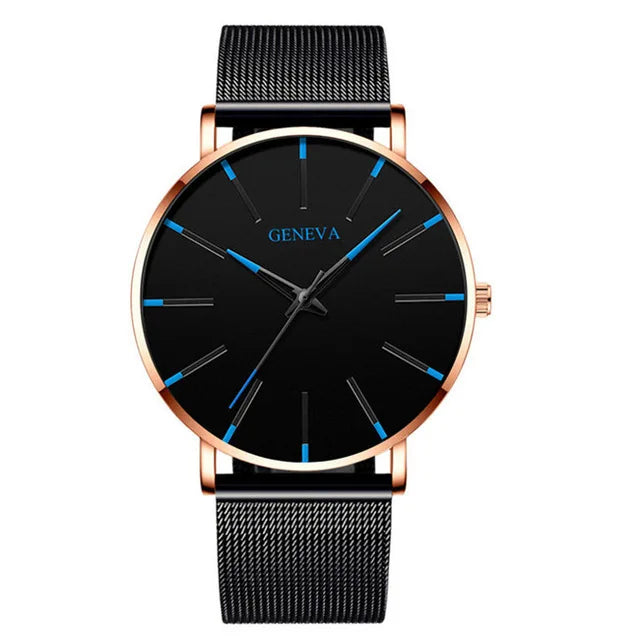 Top Brand Fashion Minimalist Ultra-thin Watch Men's Business Stainless Steel Strap Steel Mesh Quartz Watch Relogio Masculino