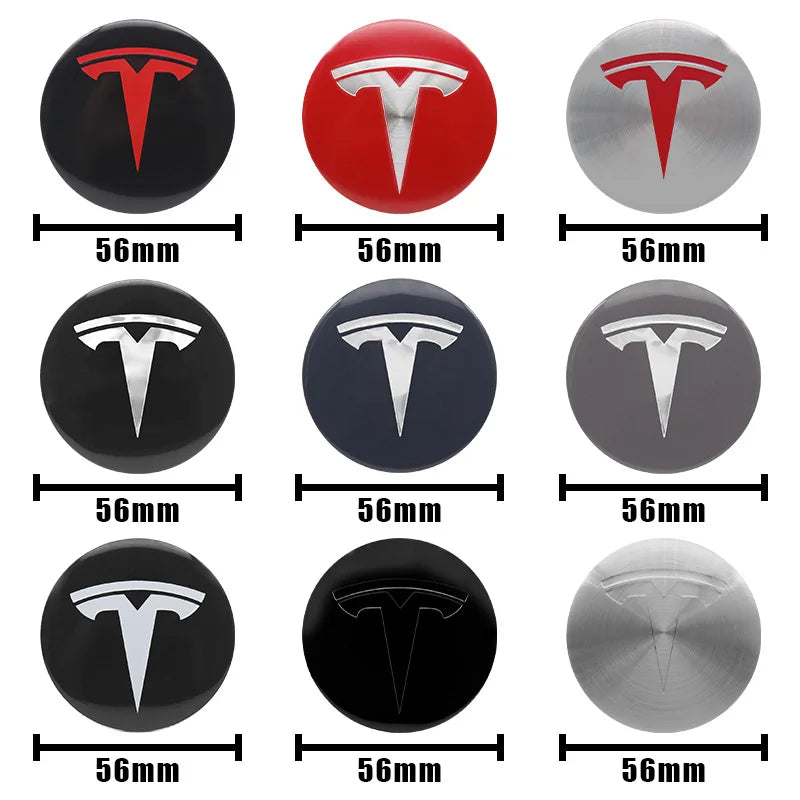 4Pcs 56mm Car Wheel Center Hub Caps Badge Sticker Emblem Decals Accessories For Tesla Model 3 Model Y S Auto Styling Decorates