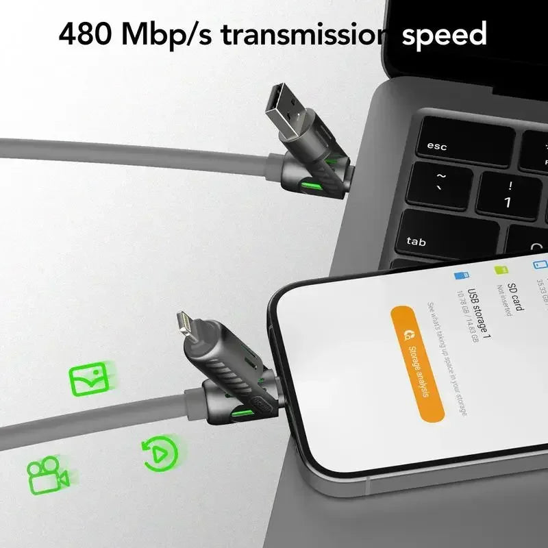 Type C,USB,lightning-Max 240W Fast Charging for iPhone 16/15, iPad and Data Sync MFISH 4-in-1 Multi-Function USB Charging Cable