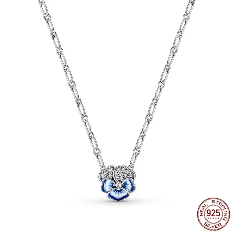New 925 sterling silver classic dazzling heart-shaped multi circular pendant necklace fits design original charm beaded DIY gift