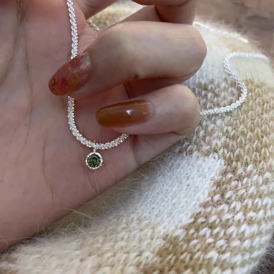 Korean Fashion Necklace for Women Heart Shaped Zircon Necklace Pendant Temperament Clavicle Chain Birthday Party Jewelry Gift