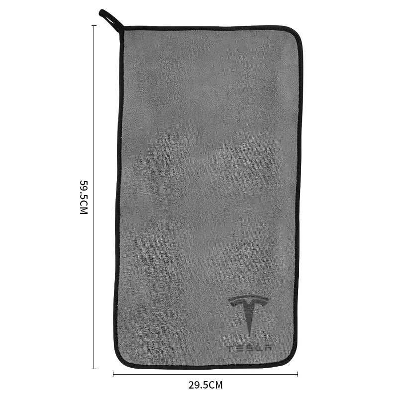 Car Logo Badge Microfiber Wash Towel Cotton Soft Cleaning Rag Drying Cloth For Tesla Model 3 Mode S X Model Y Emblem Accessories