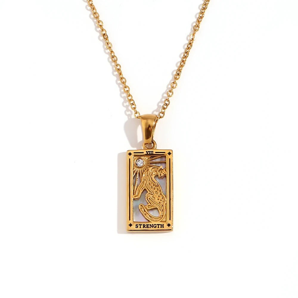 E.B.belle Original New Tarot Queen Lover Magician Moon Necklace Tarnish Free Stainless Steel Jewelry 18K Gold Plated Decoration
