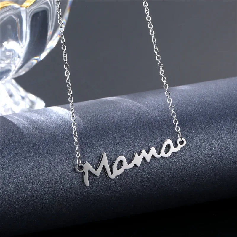 Mama Letter Pendant Necklace For Women Mom Mother's Day Clavicle Chain Choker Stainless Steel Jewelry Minimal Gift