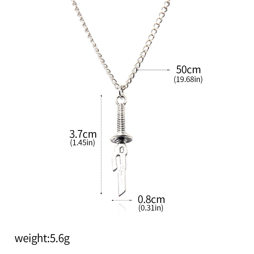 Anime Jujutsu Kaisen Fushiguro Toji Sword Necklace Spear of Tianri Knife Pendant Cosplay Necklaces For Unisex Choker Jewelry