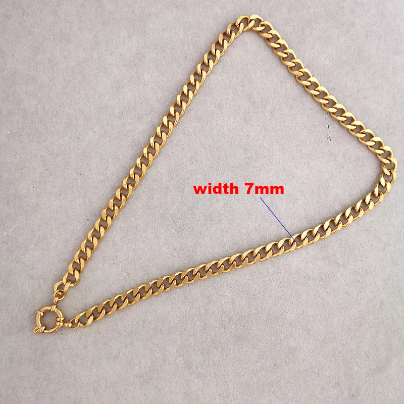 QMHJE Sailor Clasp Necklace Women Men Choker Stainless Steel Geometric Rolo Link Cuba Paperclip Chain Basic DIY PVD Gold Color