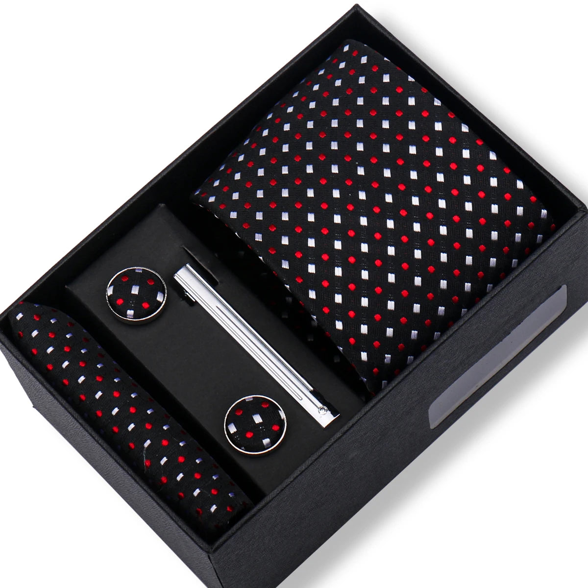 Fashion Elegant Men's Necktie Gift Box Striped Tie Handchief Cufflink Tie Clip 4 pcs Set Wedding Business Party Suit Accessories