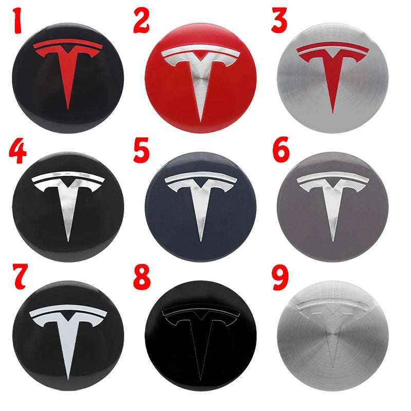 4Pcs 56mm Car Wheel Center Hub Caps Badge Sticker Emblem Decals Accessories For Tesla Model 3 Model Y S Auto Styling Decorates