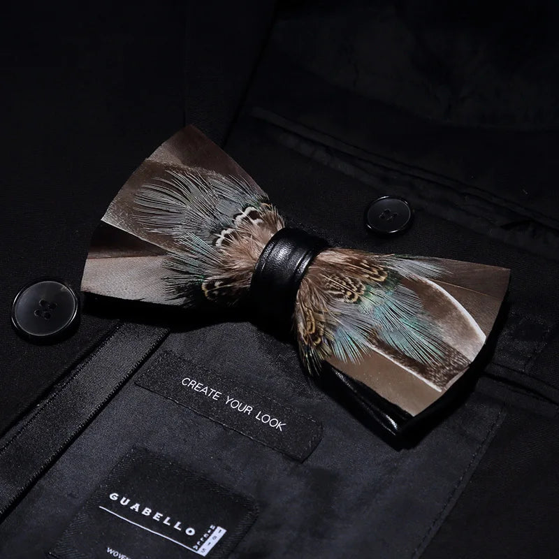 JEMYGINS New Design Men's Wedding Bow Tie Fashion Handmade Feather BowTie Gift for Birthday Party Men Bow Tie Suit Accessories