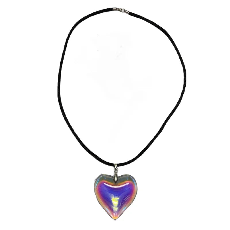 Y2k Red Heart Necklace for Women Fashion Vintage Big Hearts Pendants Necklaces Rope Chain Girls Gift Gothic Jewelry Accessories
