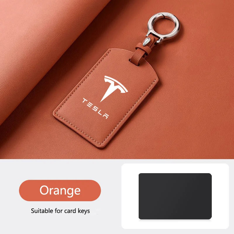 Leather Car Smart NFC Card Key Case Fob Cover Protector Shell For Tesla Model 3 Model S Model X Model Y Keychain Accessories