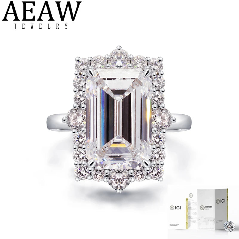 IGI lab Grown Diamond 14K Yellow Gold Emerald Cut F Color Engagement Ring 7 Carat 0.96ctw CVD Diamond Ring Engagement Ring Set