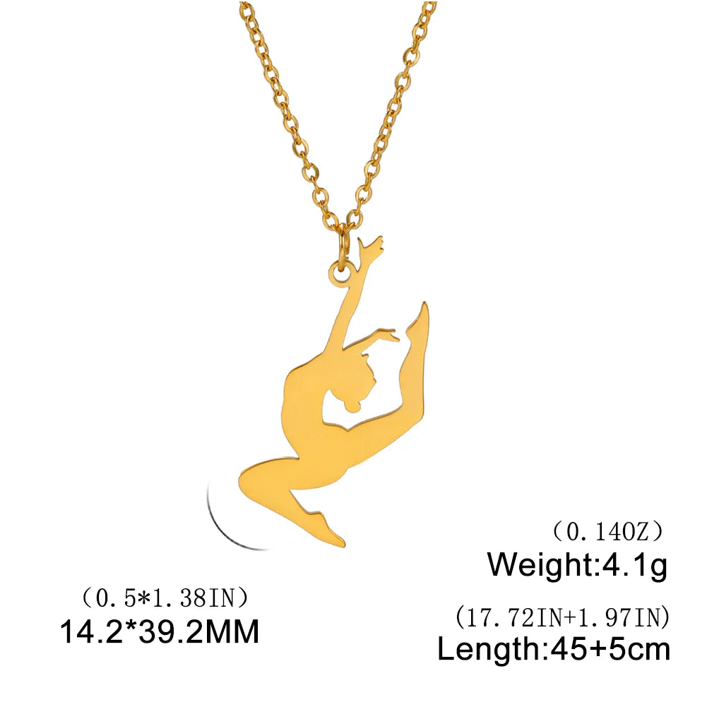 Rhythmic Gymnastics Necklace Women Trend 2025 Gymnast Stainless Steel Jewelry BFF Dancer Girl Sport Accessories Mother Day