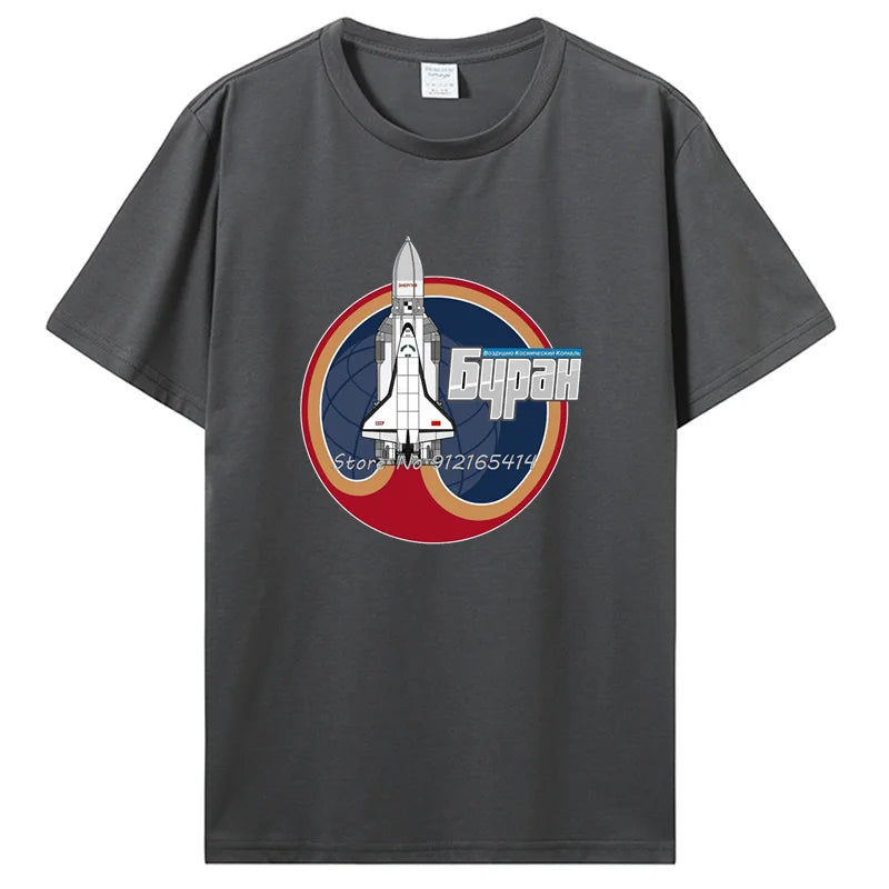 BURAN The Soviet Shuttle T-Shirt Men Top Quality Cotton Short Summer Sleeve Space Travel Occupy Mars 2026 Casual Shirt Loose