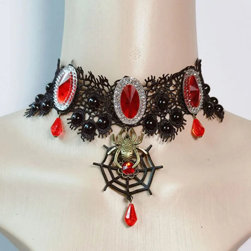 Gothic Black Lace Choker Necklace For Women Vintage Tassel Clavicle Chain Halloween Collar Choker Steampunk Party Jewelry Gift