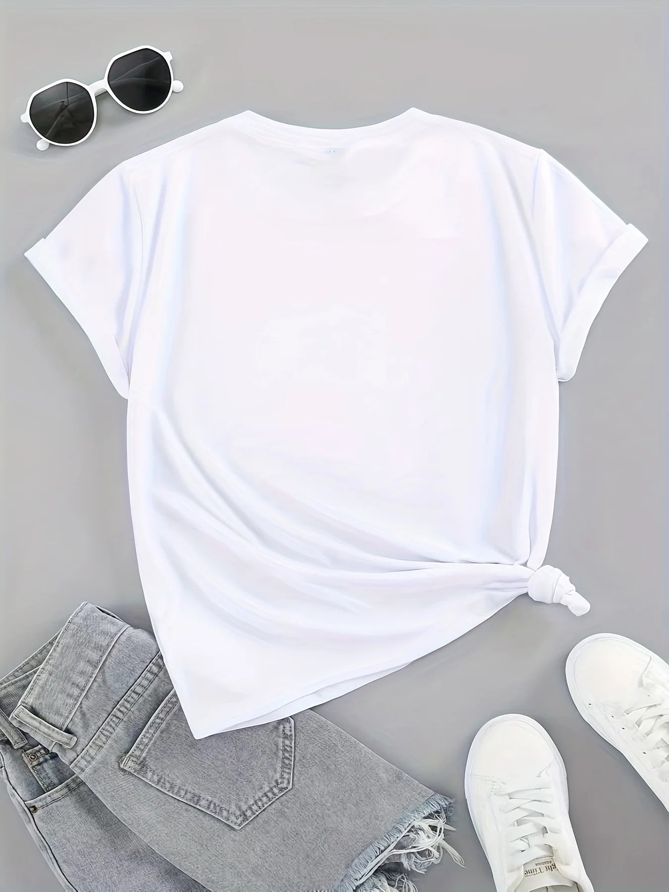Women's Patriotic American Flag Print T-Shirt - Casual Crew Neck Short Sleeve Stretchy Washable - Perfect for Independence