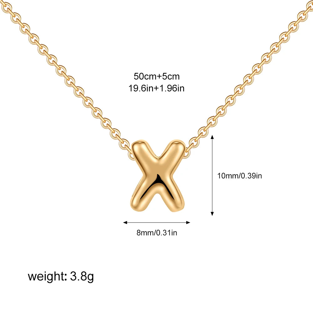 3D Bubble Initial A-Z Alphabet Mini Necklace for Women Girls Dainty Gold Plated Tiny Letter Stainless Steel Jewelry Bijoux Gift