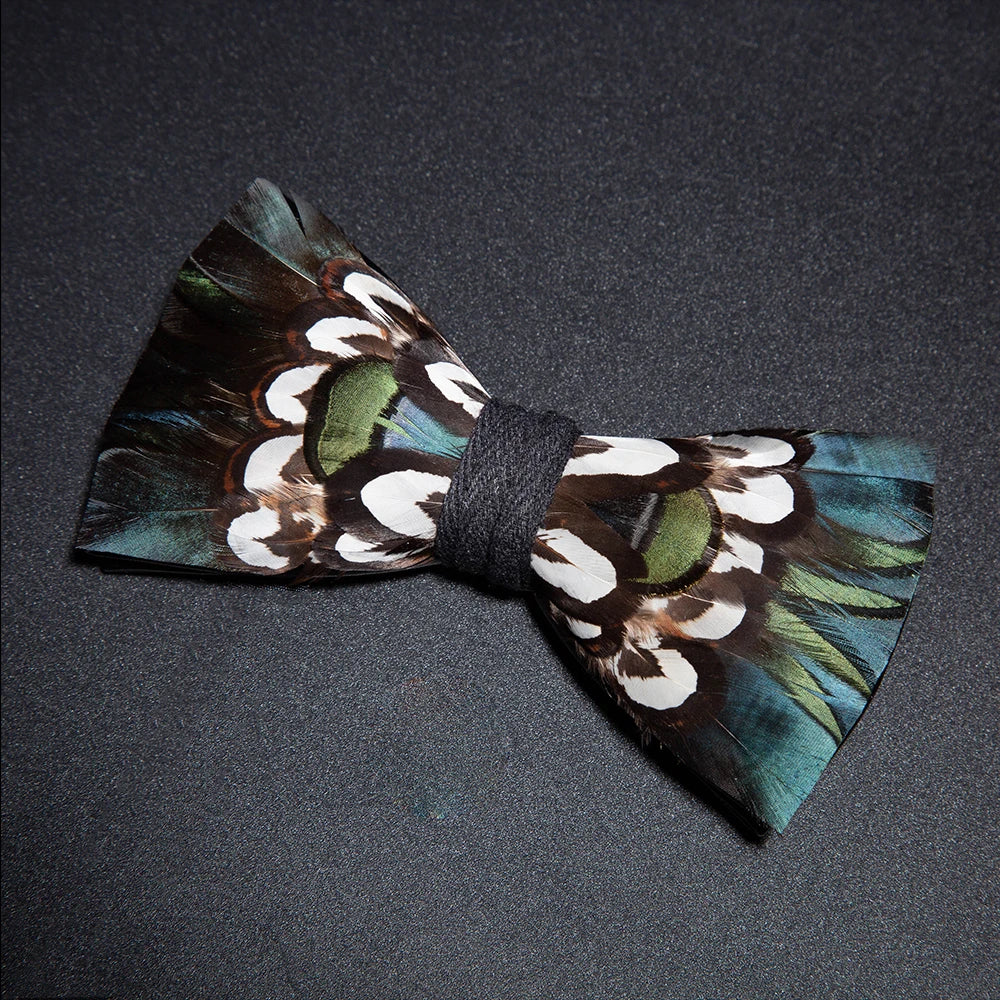 JEMYGINS New Design Men's Wedding Bow Tie Fashion Handmade Feather BowTie Gift for Birthday Party Men Bow Tie Suit Accessories