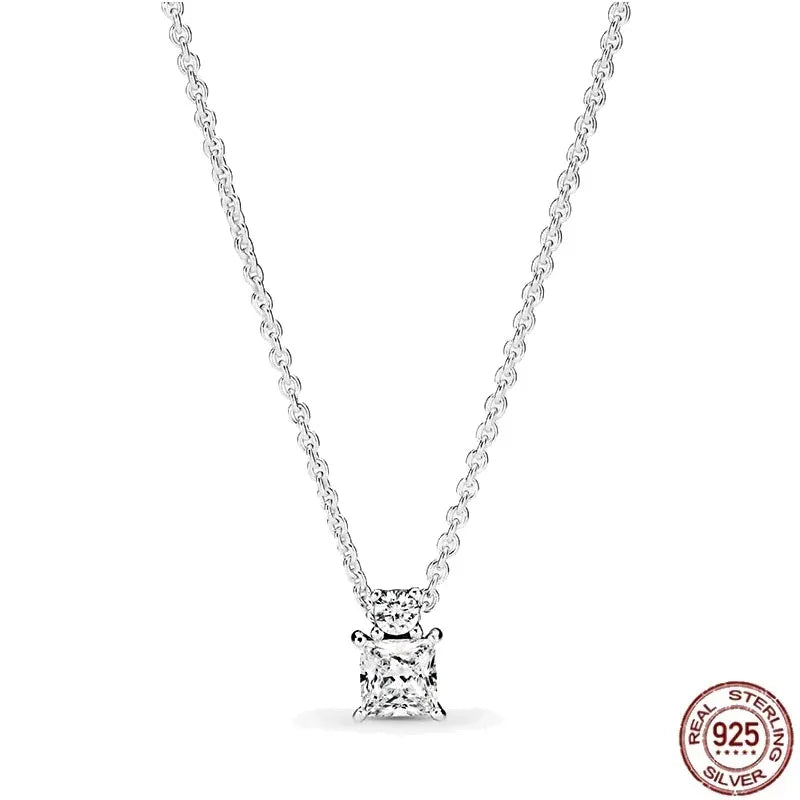 New 925 sterling silver classic dazzling heart-shaped multi circular pendant necklace fits design original charm beaded DIY gift