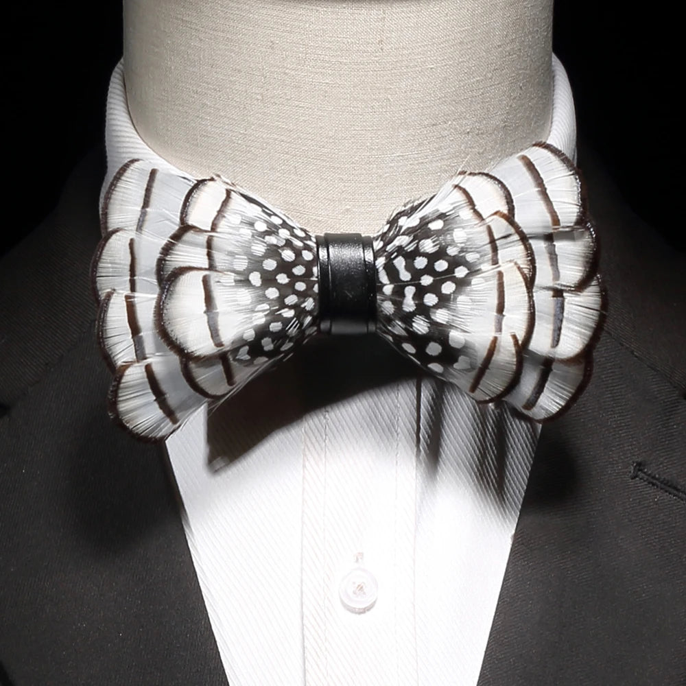 JEMYGINS New Design Men's Wedding Bow Tie Fashion Handmade Feather BowTie Gift for Birthday Party Men Bow Tie Suit Accessories