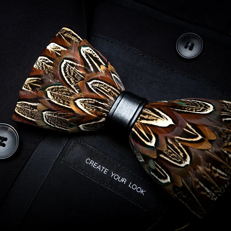 JEMYGINS New Design Men's Wedding Bow Tie Fashion Handmade Feather BowTie Gift for Birthday Party Men Bow Tie Suit Accessories