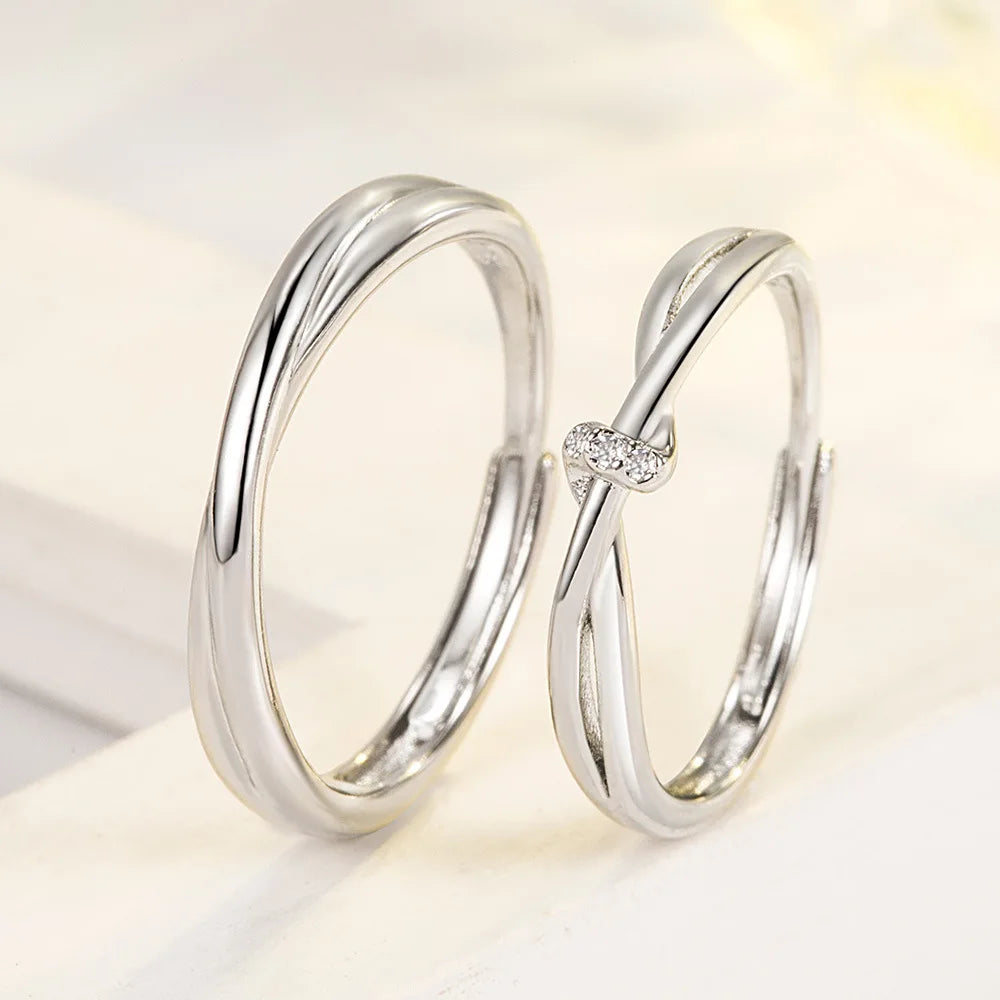 925 Sterling Silver Moissanite Diamond Couple Rings for Lovers Matching Wedding Jewelry Set