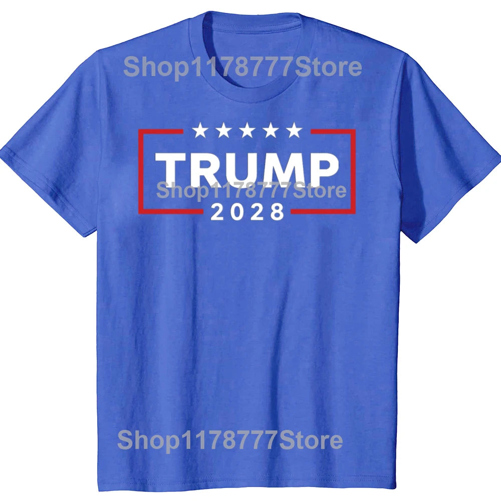 Donald Trump 2028 President American Flag Pro Trump Vintage T-Shirt Make America Great Tee Summer Men's Fashion Outfit