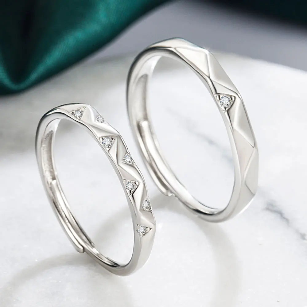 925 Sterling Silver Moissanite Diamond Couple Rings for Lovers Matching Wedding Jewelry Set