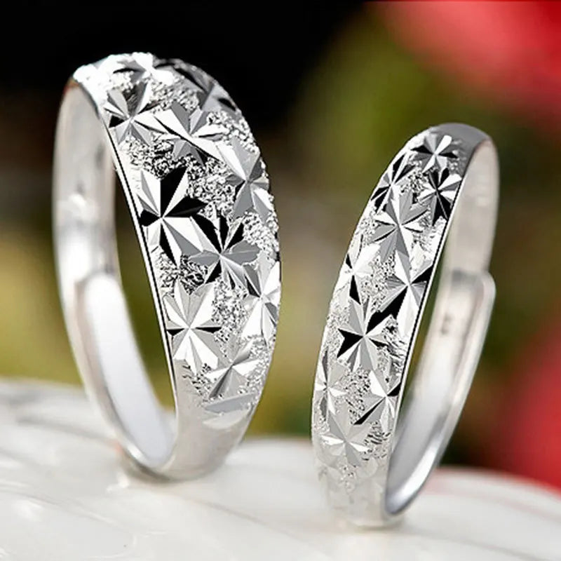 925 Sterling Silver Moissanite Diamond Couple Rings for Lovers Matching Wedding Jewelry Set