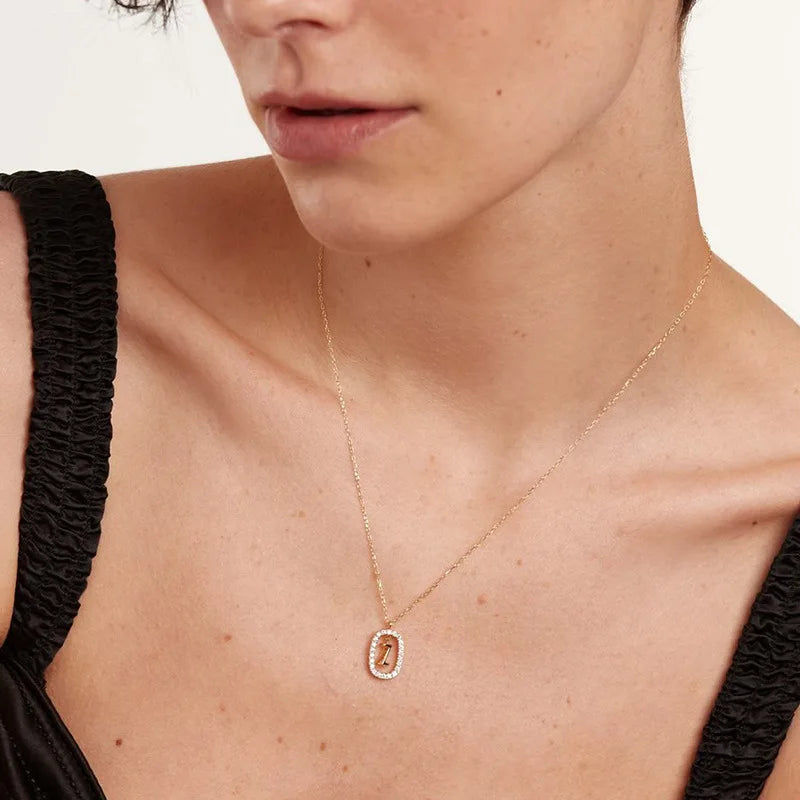New Fashion 925 Sterling Silver Monogram Necklace Initial Pendant Choker Party Gift Women's Fine Jewelry