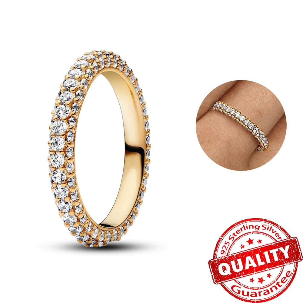 Sparkling Black Row Eternity Diamond Ring 925 Sterling Silver Freshwater Cultured Pearls Finger Open Ring for Women Jewelry Gift