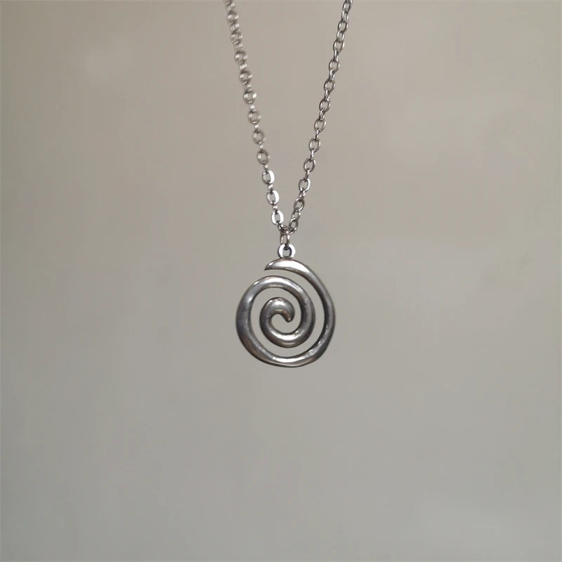 Vintage Spiral Vortex Pendant Hand-woven Leather Rope Necklace for Women Unisex Boho Pentagram Necklace Fashion 2023 Y2K Jewelry