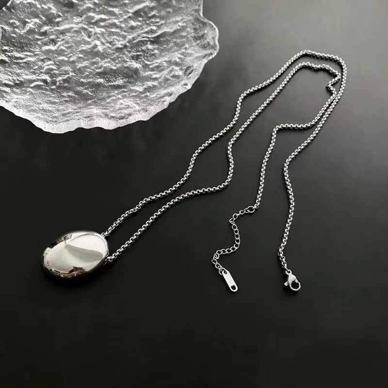 Titanium Steel Smooth Metal Large Water Drop Pendant Necklace for Women Girl Choker Chain Gold Plated Trendy Jewelry Gift 2023