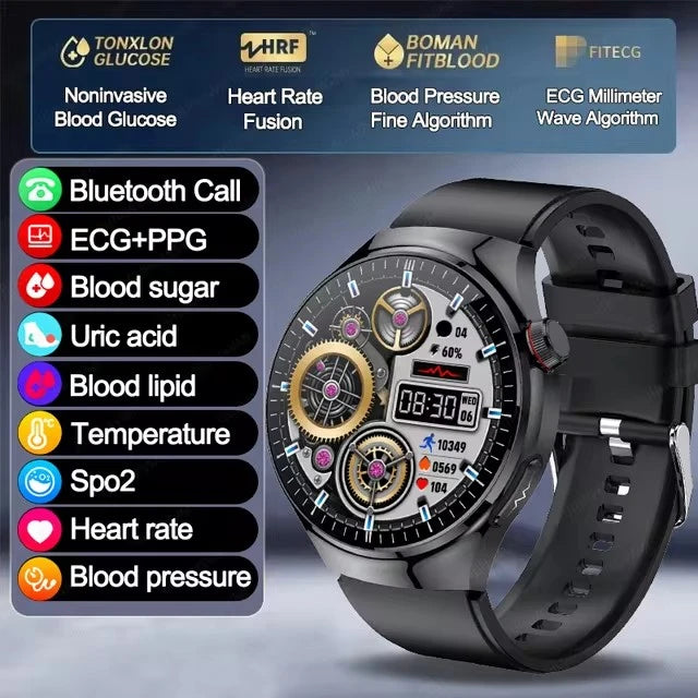 2024 Medical Grade Uric Acid Blood Fat Men Smartwatch ECG Blood Glucose Heart Rate Blood Pressure Health Monitoring Smart Watch