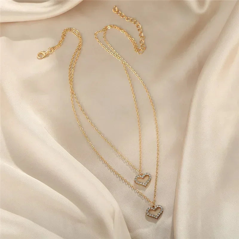 2024 New Women's Pearl Necklace Kpop Gold Color Beads Pendant Necklaces Goth Double Layer Chain Choker for Women Fashion Jewelry