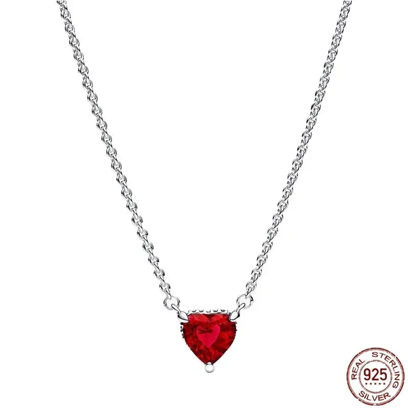 New 925 sterling silver classic dazzling heart-shaped multi circular pendant necklace fits design original charm beaded DIY gift